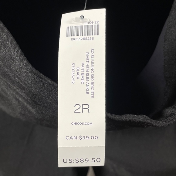 NEW Chicos Pants Womens 12 black bridgette slim straight ankle classic preppy - Picture 6 of 12